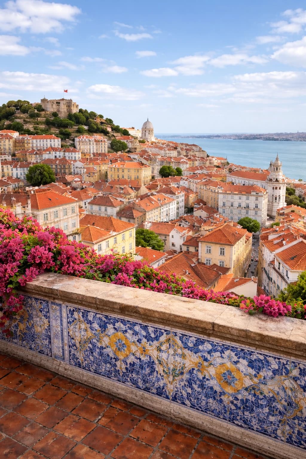 Lisbon rooftops and the Tagus river