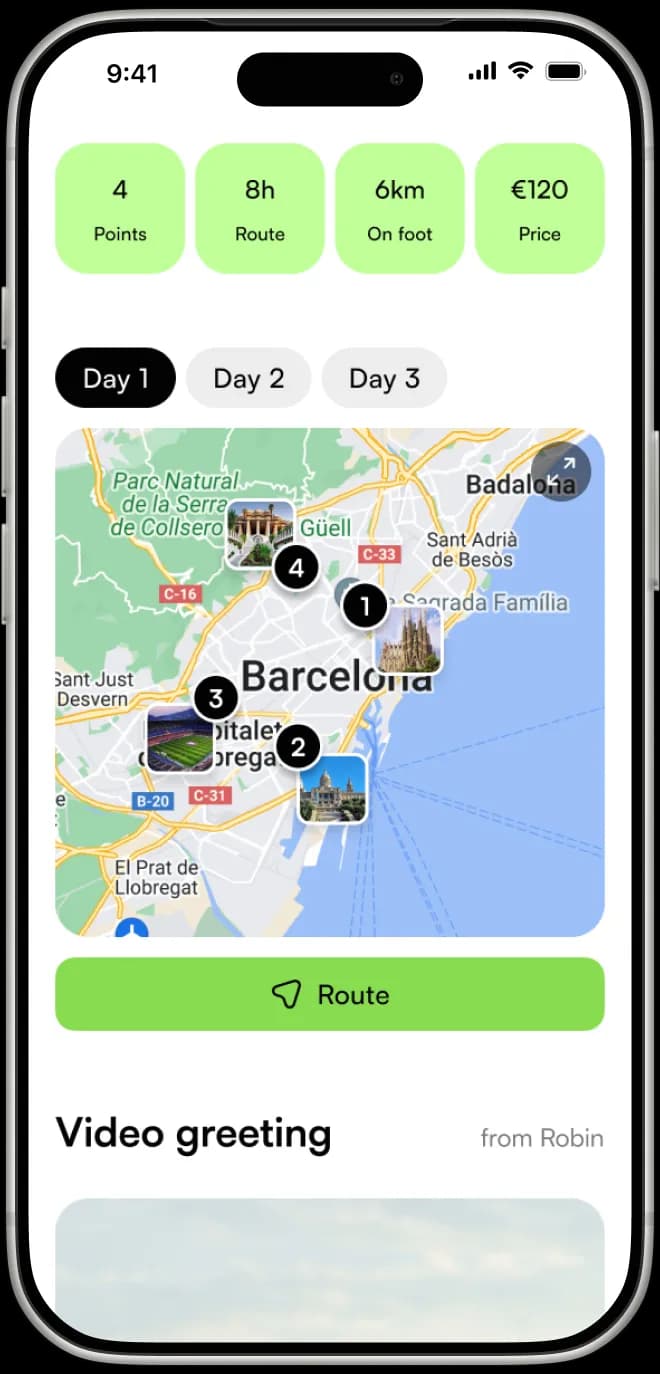 Octripus travel guide preview on iPhone