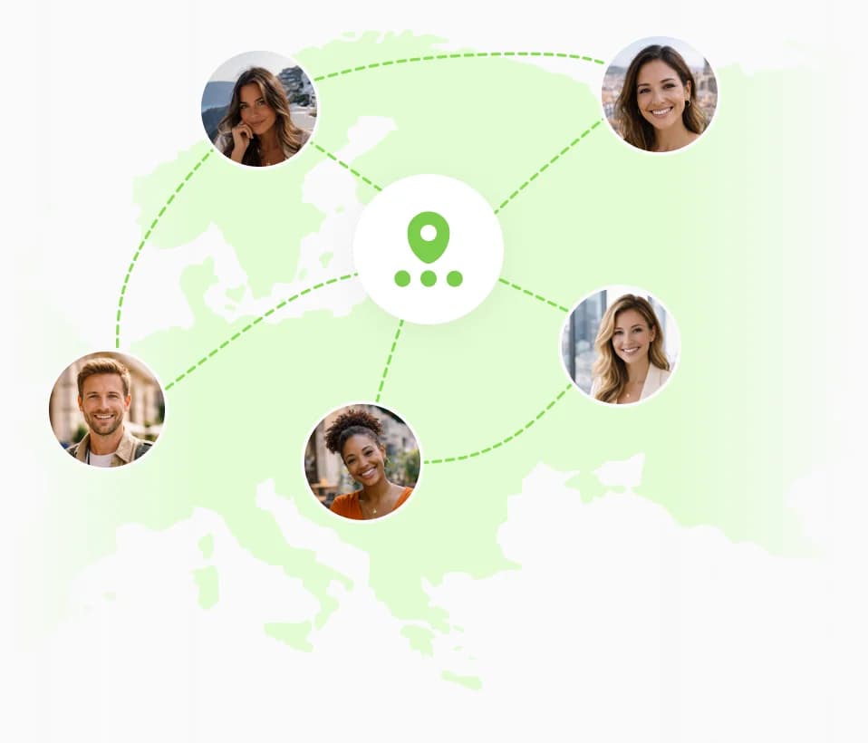 Map with connected travel creators around Octripus
