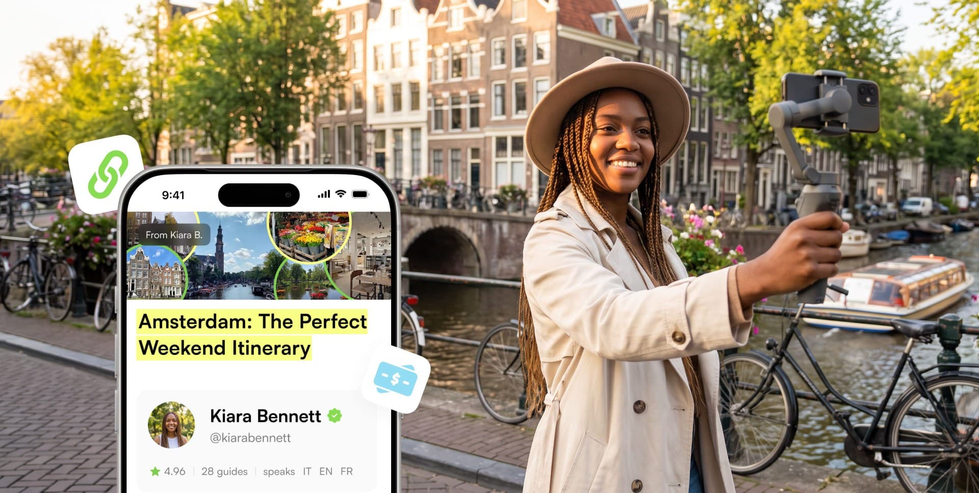Travel creator monetizing her knowledge through an interactive digital travel guide