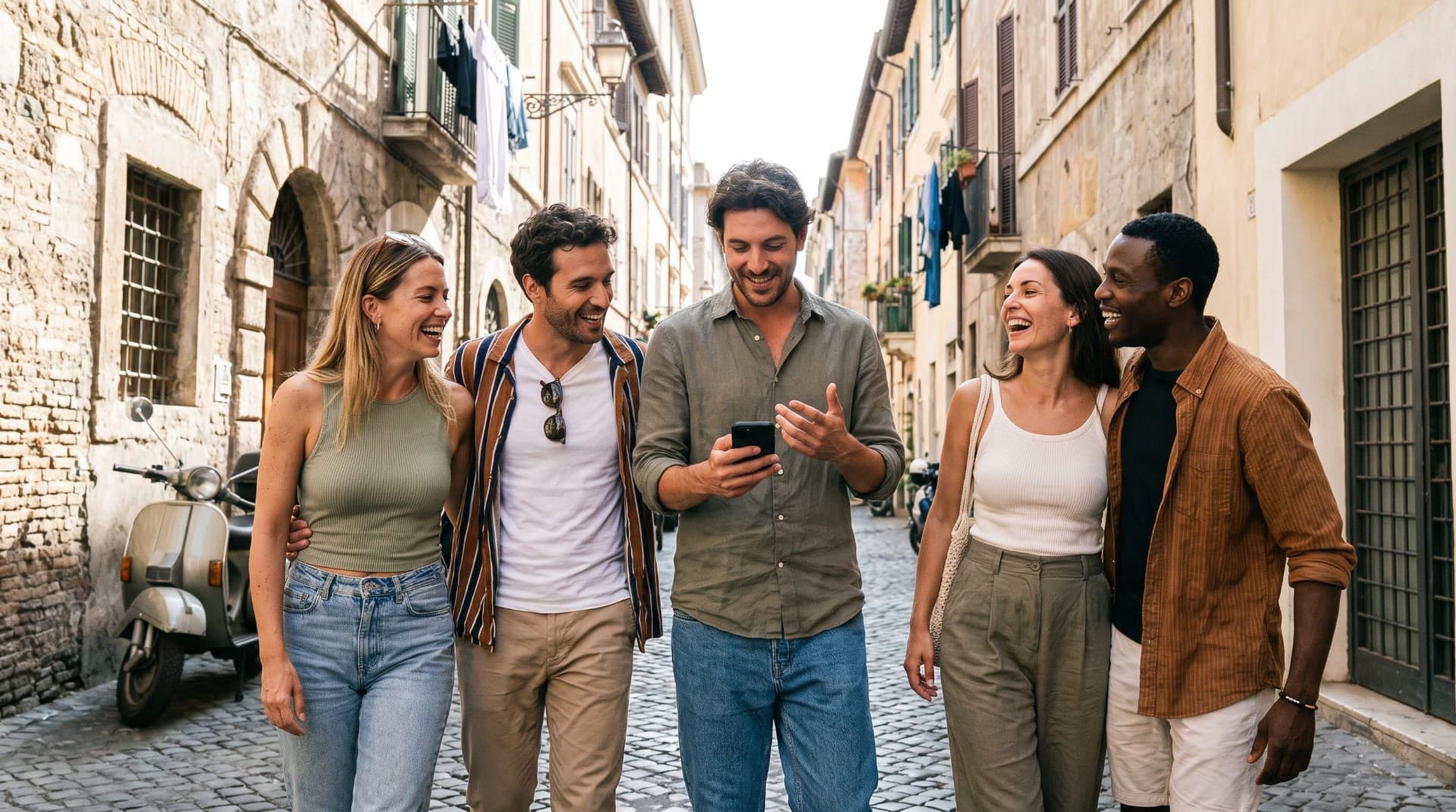 Traveler using a digital travel guide to discover local recommendations and plan a personalized trip