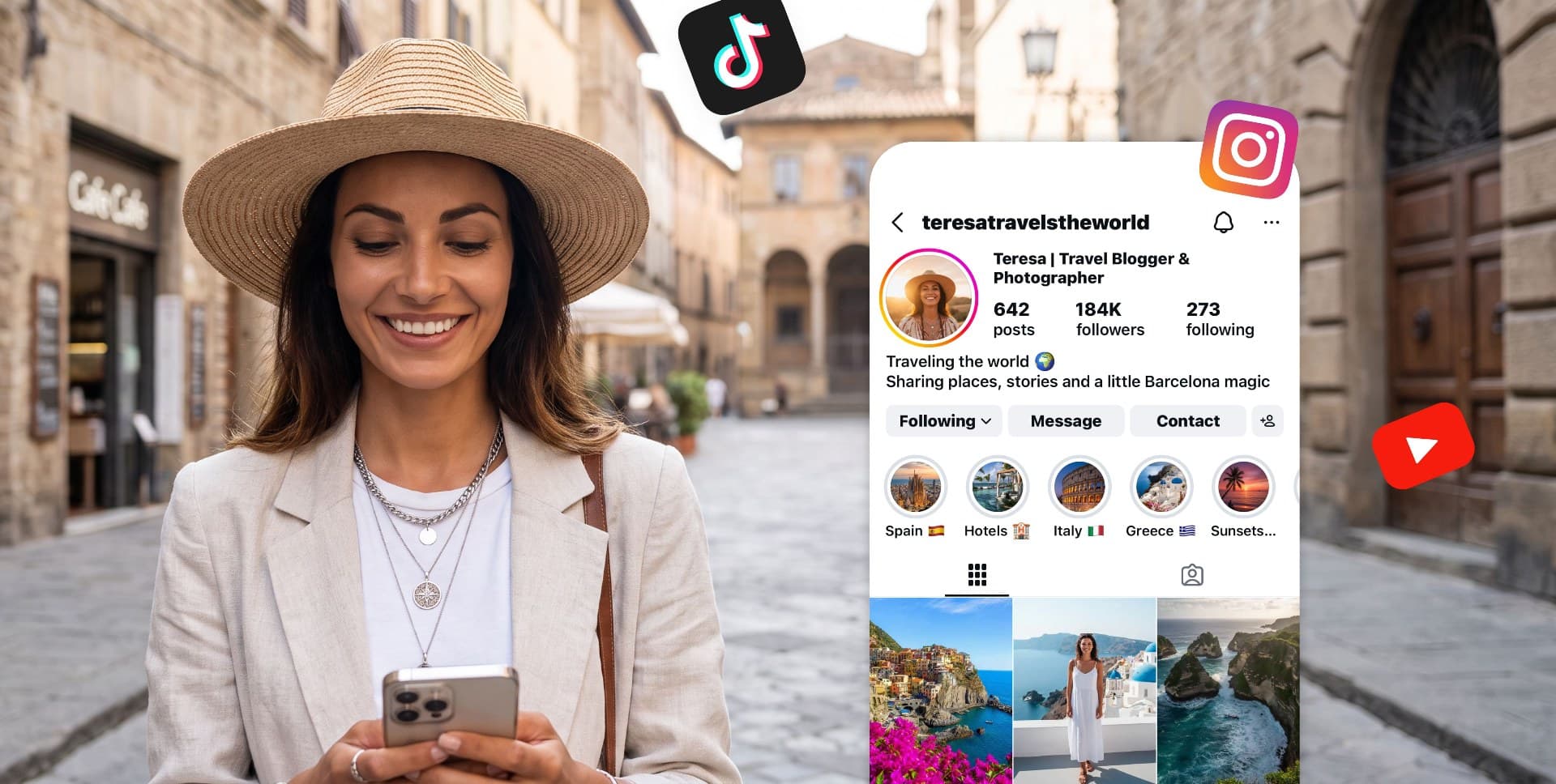 Travel creator promoting a digital travel guide to an existing social media audience