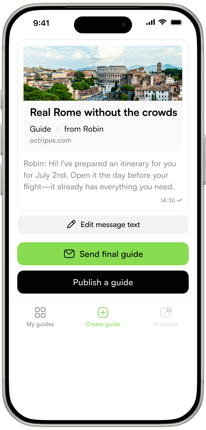 Octripus digital guest guide ready to send to visitors