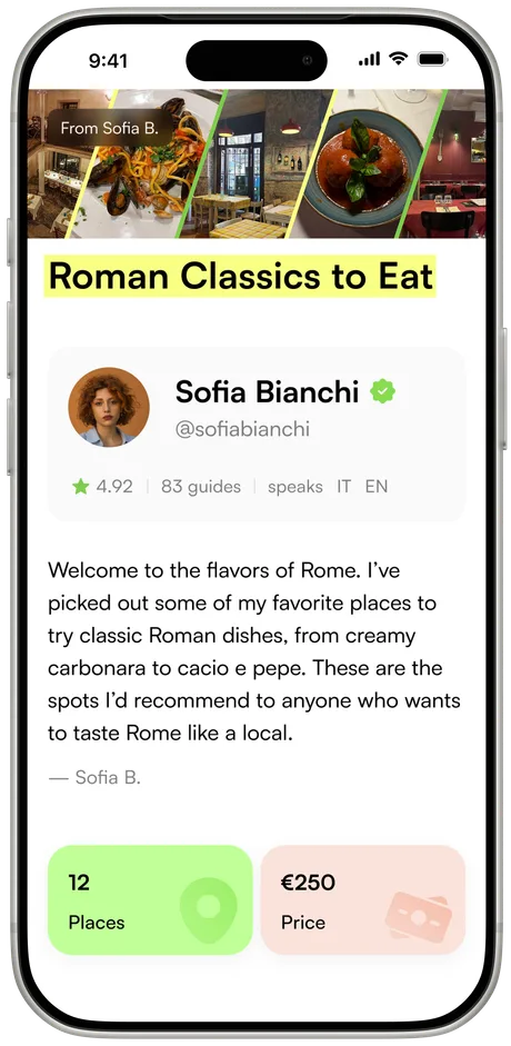 Octripus guide showing Roman Classics to Eat by Sofia Bianchi
